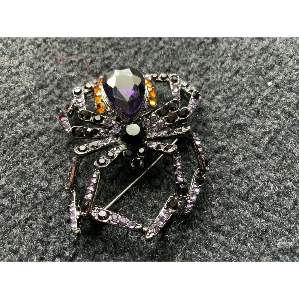 Rhinestone Spider Brooch / Pendant